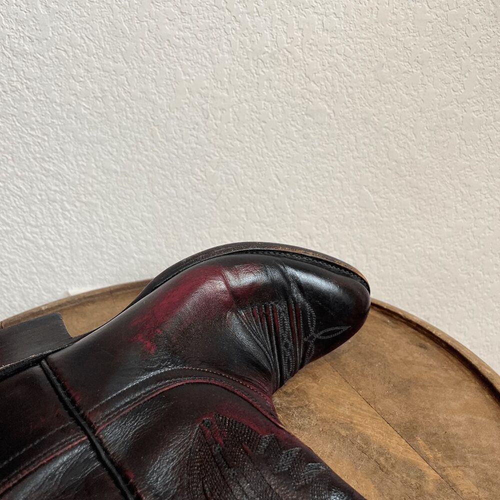 Lucchese 2000 Cowboy Western Boots Exotic Kangaroo Black Cherry Men's Size 9 - Picture 3 of 12